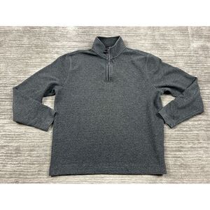 Van Heusen Sweater Mens Large Gray‎ Flex 1/4 Zip Longsleeve Casual